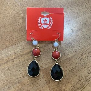 Black, white and red earrings